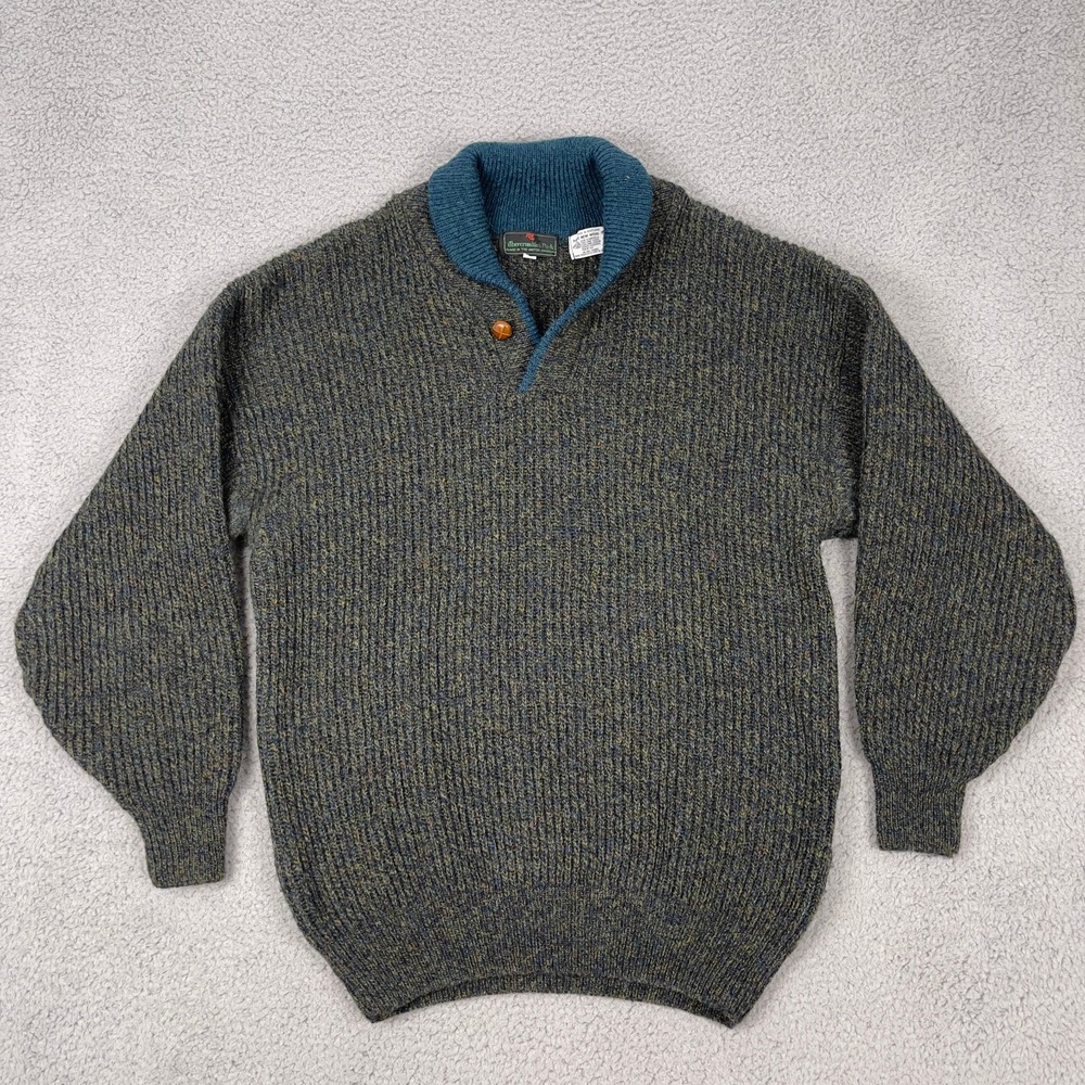 VTG Abercrombie and Fitch Wool Sweater Mens M Fishermans‎ Aran Scotland 60s 70s
